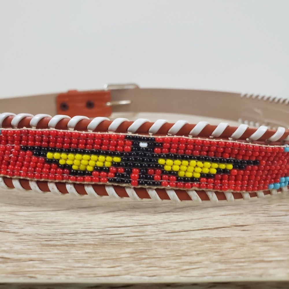 Vegan Leather Beaded Belt